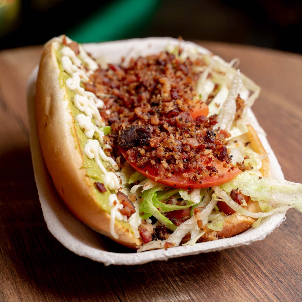 Shown here is the BLT Rex Wiener at Lucky Louie’s Beer in Wieners in Erie, PA